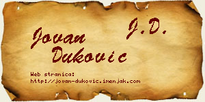 Jovan Duković vizit kartica
